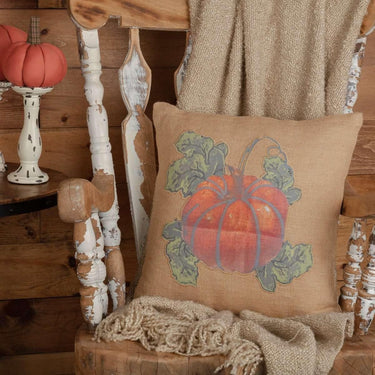 Jute Burlap Natural Harvest Garden Pumpkin Pillow 18x18 VHC Brands - The Fox Decor
